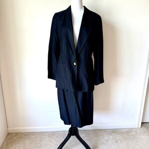 Vintage Y2K LE SUIT Pinstripe Blazer and  2 Piece Skirt Set—SZ. 12